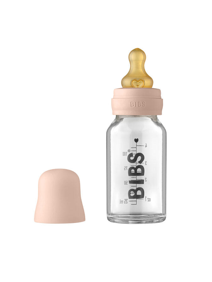 Jaunums BIBS stikla barošanas pudelīte 110ML (blush) 0+ mēn.
